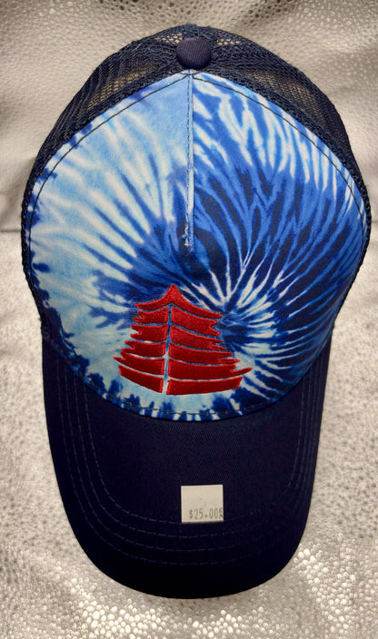 Pagoda Blue Tie Dye Trucker Cap