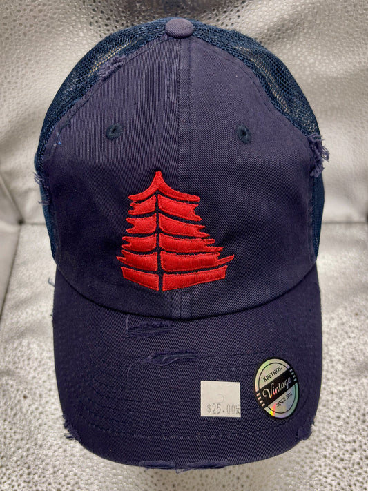 Pagoda Distressed Navy Trucker Cap