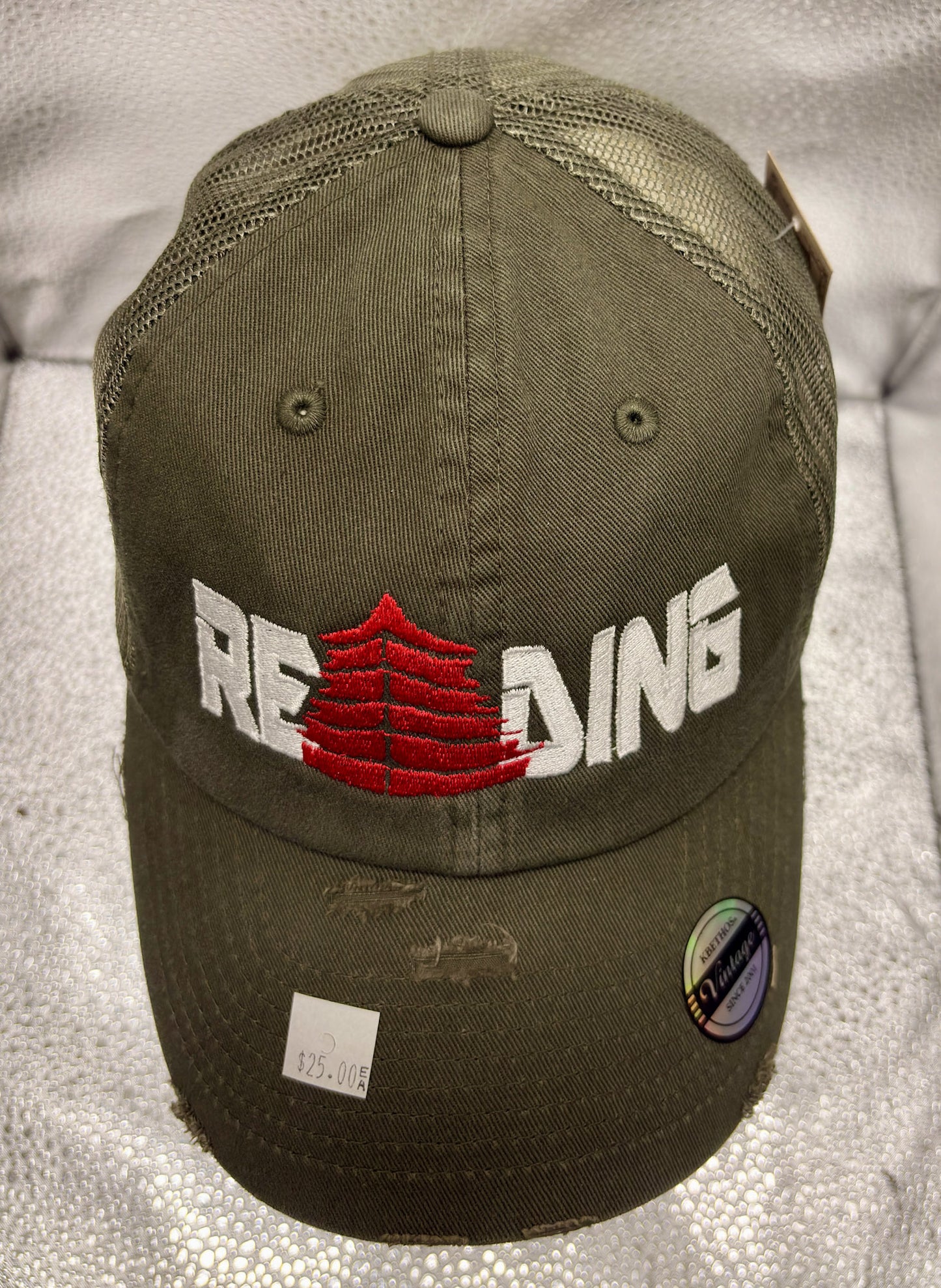 Reading Distressed Olive Trucker Cap